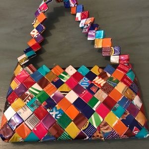 Candy wrapper purse with zipper